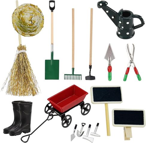 مجموعة أدوات حديقة بيت الدمى المصغرة 16 قطعة من كايواي، حديقة بيت الدمى المصغرة، مجرفة الحديقة، مكنسة لأدوات حديقة منزل الجنية المصغرة in Kuwait