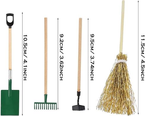 مجموعة أدوات حديقة بيت الدمى المصغرة 16 قطعة من كايواي، حديقة بيت الدمى المصغرة، مجرفة الحديقة، مكنسة لأدوات حديقة منزل الجنية المصغرة in Kuwait