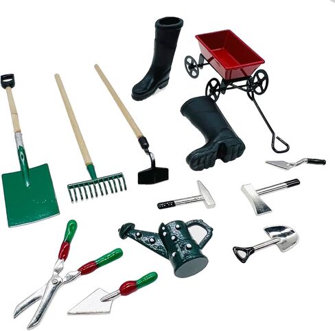 مجموعة أدوات حديقة بيت الدمى المصغرة 16 قطعة من كايواي، حديقة بيت الدمى المصغرة، مجرفة الحديقة، مكنسة لأدوات حديقة منزل الجنية المصغرة in Kuwait