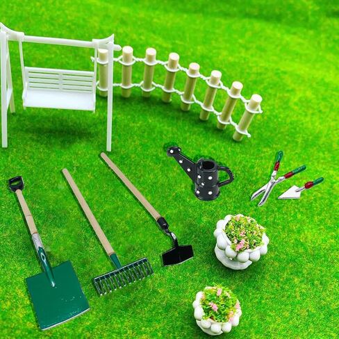 مجموعة أدوات حديقة بيت الدمى المصغرة 16 قطعة من كايواي، حديقة بيت الدمى المصغرة، مجرفة الحديقة، مكنسة لأدوات حديقة منزل الجنية المصغرة in Kuwait