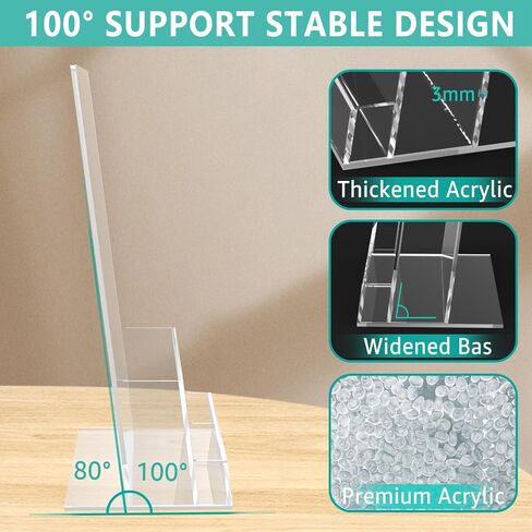 2 Pack Acrylic Brochure Holder with Business Card Holder, Clear Acrylic Brochure Holder 8.5 x 11 Inch Plastic Flyer Display Stand for Magazine, Pamphlet, Booklets, Menu, Journals, Literature in Saudi Arabia