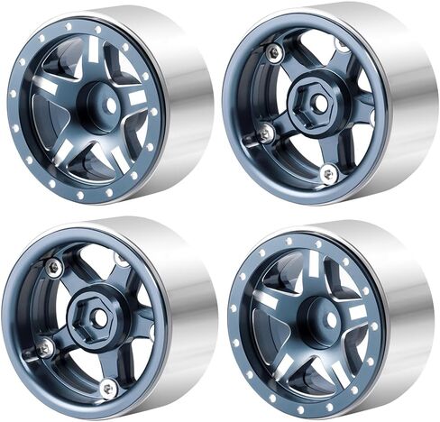 MOHERO 4Pcs 1.3 RC Beadlock Wheels for 1/18 TRX4M Redcat Ascent 1/24 SCX24 RC Crawler Car(Grey) in Kuwait