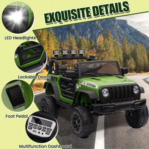12V Ride on Truck Car Kids Electric Vehicles with Remote Control, 2 Speeds, Spring Suspension, LED Headlight, Bluetooth, Music, Battery Powered Kids Car to Drive, White in Saudi Arabia