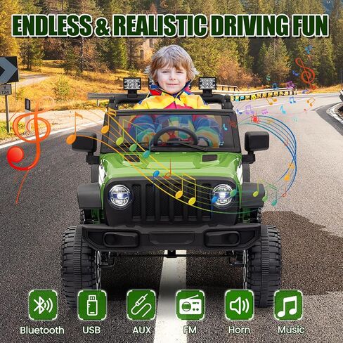 12V Ride on Truck Car Kids Electric Vehicles with Remote Control, 2 Speeds, Spring Suspension, LED Headlight, Bluetooth, Music, Battery Powered Kids Car to Drive, White in Saudi Arabia