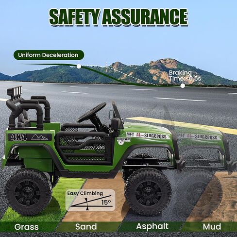 12V Ride on Truck Car Kids Electric Vehicles with Remote Control, 2 Speeds, Spring Suspension, LED Headlight, Bluetooth, Music, Battery Powered Kids Car to Drive, White in Saudi Arabia
