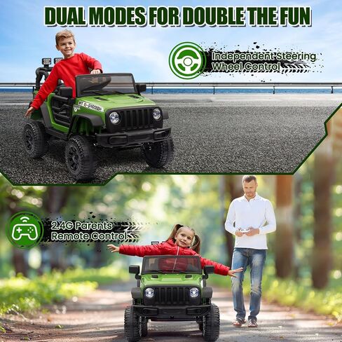 12V Ride on Truck Car Kids Electric Vehicles with Remote Control, 2 Speeds, Spring Suspension, LED Headlight, Bluetooth, Music, Battery Powered Kids Car to Drive, White in Saudi Arabia