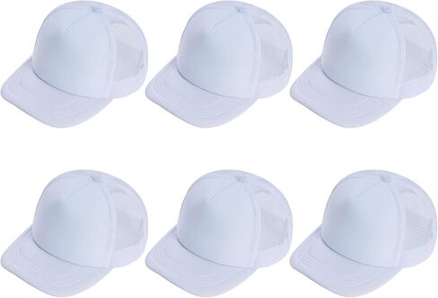 Yookat 6 Pieces Kids White Baseball Cap Hat DIY Baseball Hat Polyester Medium for Casual and Sports in Saudi Arabia