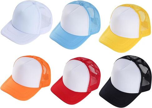 Yookat 6 Pieces Kids White Baseball Cap Hat DIY Baseball Hat Polyester Medium for Casual and Sports in Saudi Arabia