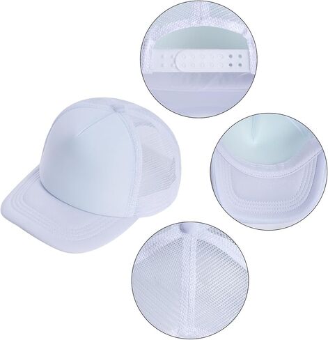 Yookat 6 Pieces Kids White Baseball Cap Hat DIY Baseball Hat Polyester Medium for Casual and Sports in Saudi Arabia