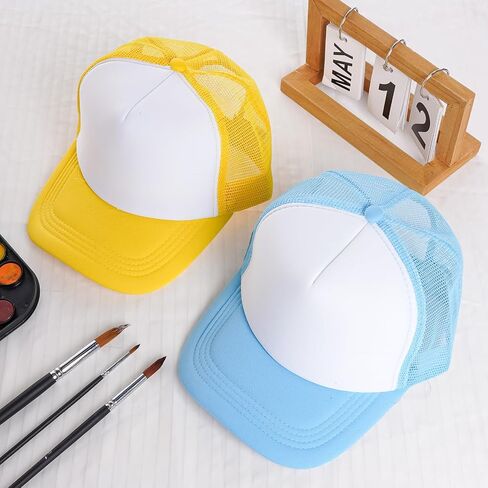 Yookat 6 Pieces Kids White Baseball Cap Hat DIY Baseball Hat Polyester Medium for Casual and Sports in Saudi Arabia