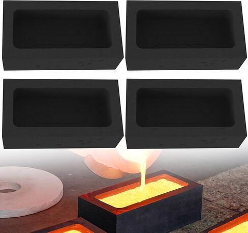 4 قطع من قوالب سبائك الجرافيت بوزن 1 كجم من Nelyrho لصب النحاس والألومنيوم والنحاس الذهبي والفضي، وأدوات تكرير ذوبان المعادن (4 × 2 × 1 بوصة)، أسود in Kuwait