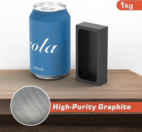 4 قطع من قوالب سبائك الجرافيت بوزن 1 كجم من Nelyrho لصب النحاس والألومنيوم والنحاس الذهبي والفضي، وأدوات تكرير ذوبان المعادن (4 × 2 × 1 بوصة)، أسود in Kuwait