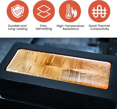 4 قطع من قوالب سبائك الجرافيت بوزن 1 كجم من Nelyrho لصب النحاس والألومنيوم والنحاس الذهبي والفضي، وأدوات تكرير ذوبان المعادن (4 × 2 × 1 بوصة)، أسود in Kuwait