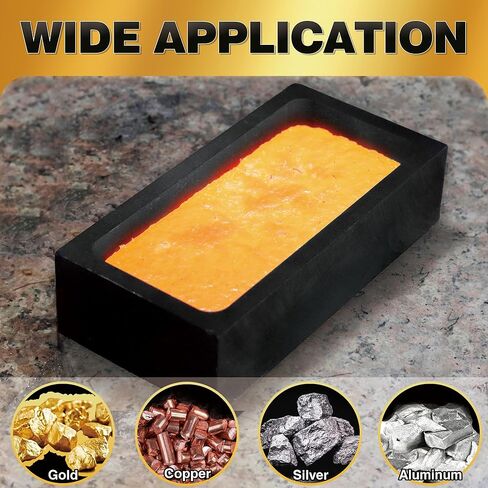 4 قطع من قوالب سبائك الجرافيت بوزن 1 كجم من Nelyrho لصب النحاس والألومنيوم والنحاس الذهبي والفضي، وأدوات تكرير ذوبان المعادن (4 × 2 × 1 بوصة)، أسود in Kuwait