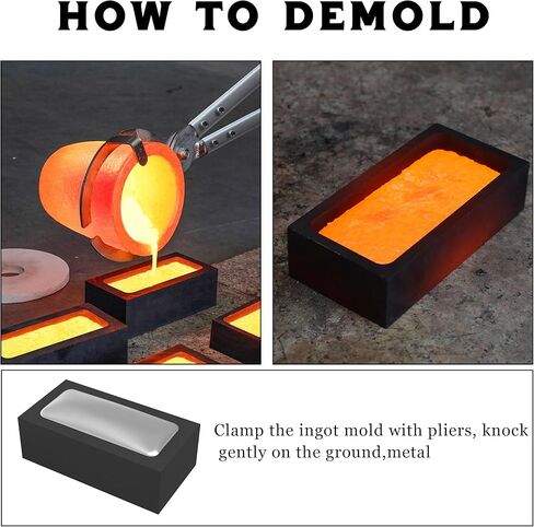 4 قطع من قوالب سبائك الجرافيت بوزن 1 كجم من Nelyrho لصب النحاس والألومنيوم والنحاس الذهبي والفضي، وأدوات تكرير ذوبان المعادن (4 × 2 × 1 بوصة)، أسود in Kuwait