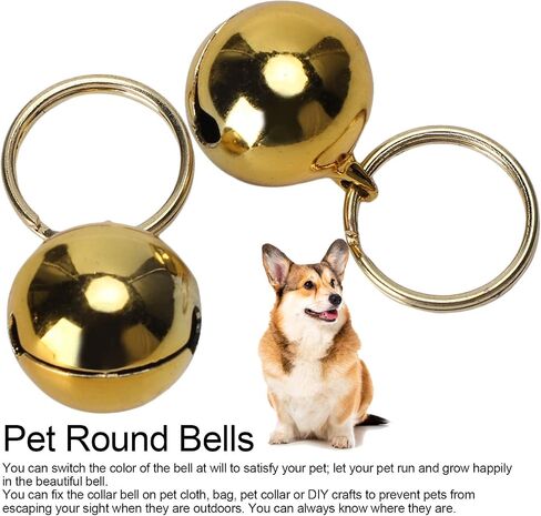 YYOYY 2pcs Pets Copper Bells, Anti Lost Pet Collar Decoration Bells Hanging Ring Bells Decoration, Crisp Sound Round Pet Collar Accessories Dog Cat Tag Clips, for Dog Cat (Silver) in Saudi Arabia