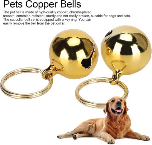 YYOYY 2pcs Pets Copper Bells, Anti Lost Pet Collar Decoration Bells Hanging Ring Bells Decoration, Crisp Sound Round Pet Collar Accessories Dog Cat Tag Clips, for Dog Cat (Silver) in Saudi Arabia