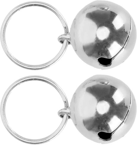 YYOYY 2pcs Pets Copper Bells, Anti Lost Pet Collar Decoration Bells Hanging Ring Bells Decoration, Crisp Sound Round Pet Collar Accessories Dog Cat Tag Clips, for Dog Cat (Silver) in Saudi Arabia