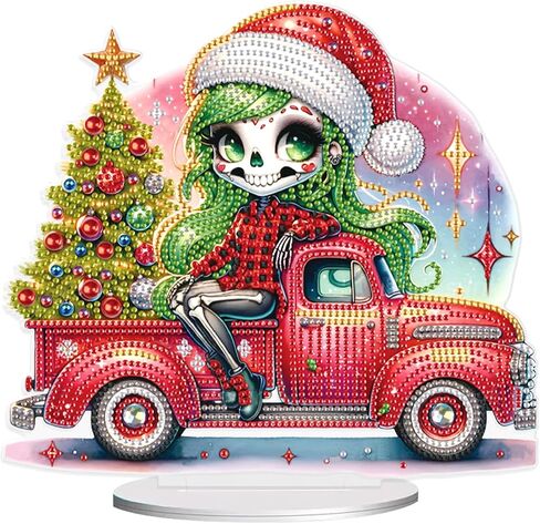 5D Diamond Art Painting Ornaments Kits Christmas Wreath, DIY Diamond Art Painting Desktop Ornament, Special Shaped Crystal Rhinestone Diamond Art Table Top Home Office Christmas Decor (24.1x23.5cm) in Kuwait