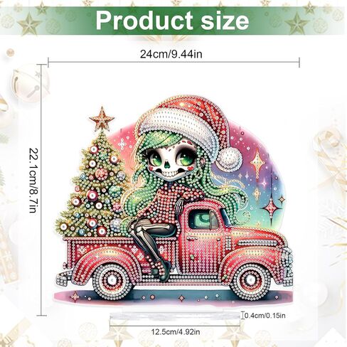 5D Diamond Art Painting Ornaments Kits Christmas Wreath, DIY Diamond Art Painting Desktop Ornament, Special Shaped Crystal Rhinestone Diamond Art Table Top Home Office Christmas Decor (24.1x23.5cm) in Kuwait
