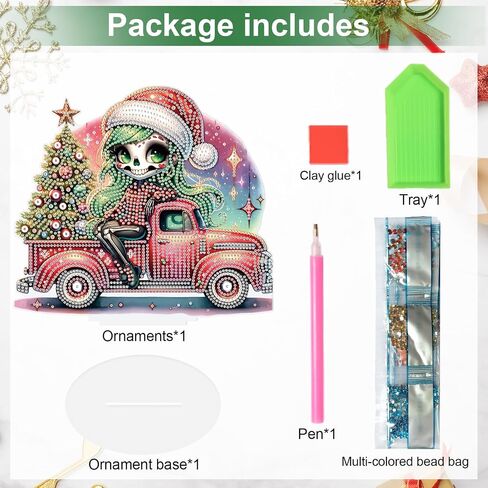 5D Diamond Art Painting Ornaments Kits Christmas Wreath, DIY Diamond Art Painting Desktop Ornament, Special Shaped Crystal Rhinestone Diamond Art Table Top Home Office Christmas Decor (24.1x23.5cm) in Kuwait