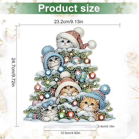 5D Diamond Art Painting Ornaments Kits Christmas Wreath, DIY Diamond Art Painting Desktop Ornament, Special Shaped Crystal Rhinestone Diamond Art Table Top Home Office Christmas Decor (24.1x23.5cm) in Kuwait