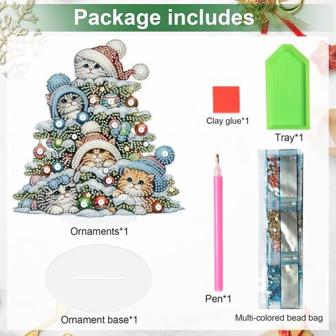5D Diamond Art Painting Ornaments Kits Christmas Wreath, DIY Diamond Art Painting Desktop Ornament, Special Shaped Crystal Rhinestone Diamond Art Table Top Home Office Christmas Decor (24.1x23.5cm) in Kuwait