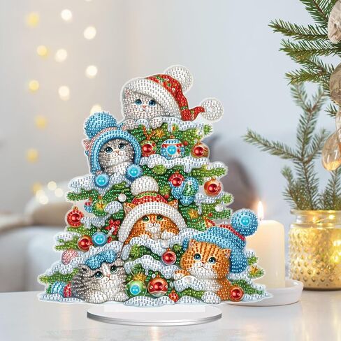 5D Diamond Art Painting Ornaments Kits Christmas Wreath, DIY Diamond Art Painting Desktop Ornament, Special Shaped Crystal Rhinestone Diamond Art Table Top Home Office Christmas Decor (24.1x23.5cm) in Kuwait
