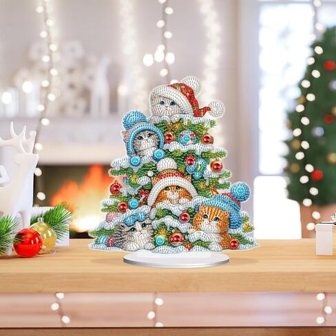 5D Diamond Art Painting Ornaments Kits Christmas Wreath, DIY Diamond Art Painting Desktop Ornament, Special Shaped Crystal Rhinestone Diamond Art Table Top Home Office Christmas Decor (24.1x23.5cm) in Kuwait