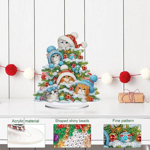 5D Diamond Art Painting Ornaments Kits Christmas Wreath, DIY Diamond Art Painting Desktop Ornament, Special Shaped Crystal Rhinestone Diamond Art Table Top Home Office Christmas Decor (24.1x23.5cm) in Kuwait