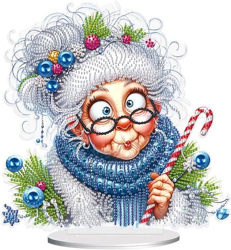 5D Diamond Art Painting Ornaments Kits Christmas Wreath, DIY Diamond Art Painting Desktop Ornament, Special Shaped Crystal Rhinestone Diamond Art Table Top Home Office Christmas Decor (24.1x23.5cm) in Kuwait
