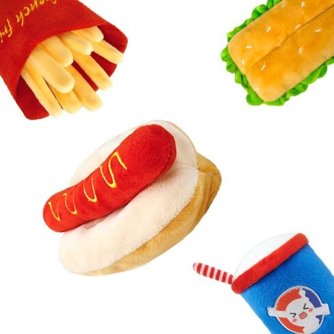 Dog Toy Squeaky Dog Toys,Interactive Dog Toys Dog Chew Toys Stuffed Dog Teething Toys for Large Medium Small Dog,Fast Food Dog Toys Squeaky Toys Dog Toys to Keep Them Busy (Hot Dog) in Kuwait