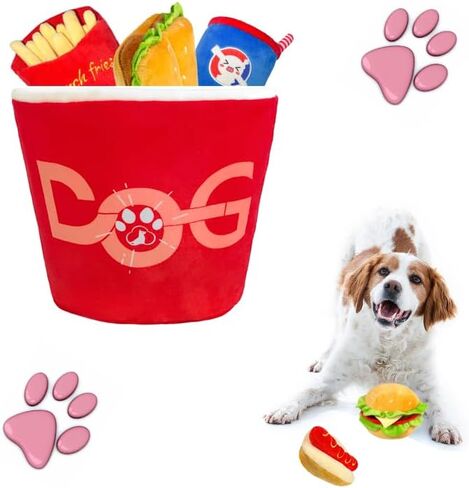 Dog Toy Squeaky Dog Toys,Interactive Dog Toys Dog Chew Toys Stuffed Dog Teething Toys for Large Medium Small Dog,Fast Food Dog Toys Squeaky Toys Dog Toys to Keep Them Busy (Hot Dog) in Kuwait
