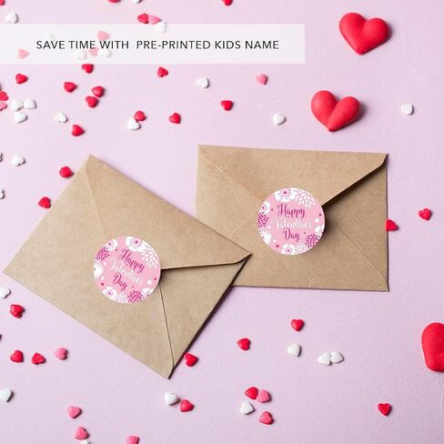 Andaz Press 2 Inch Round Valentine Flower Stickers, Large Pink Happy Valentines Day Stickers, Valentine Stickers, Happy Valentine's Day Labels, 40 Pack Valentines Day Stickers for Kids in Kuwait