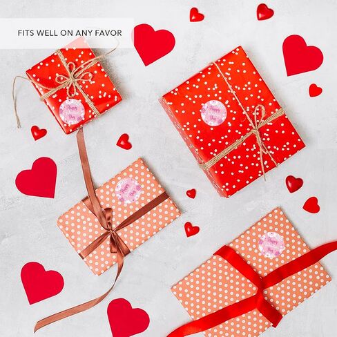 Andaz Press 2 Inch Round Valentine Flower Stickers, Large Pink Happy Valentines Day Stickers, Valentine Stickers, Happy Valentine's Day Labels, 40 Pack Valentines Day Stickers for Kids in Kuwait