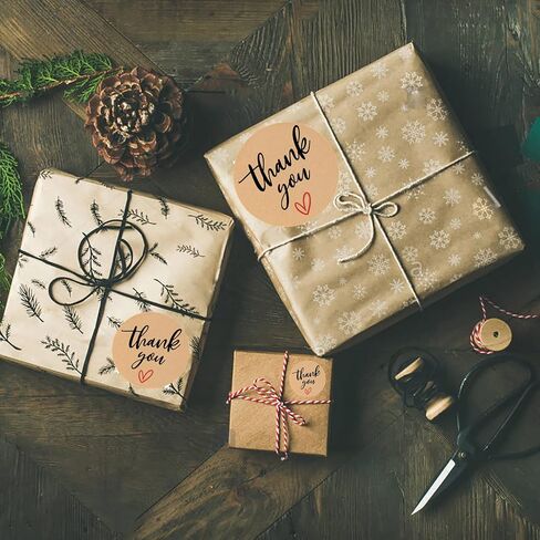 (3 Sizes-1") Kraft Thank You Stickers 1 inch, Thank You Labels Roll, 500 Brown Kraft Paper Thank You Stickers Small Business, Thank You for Your Order Stickers, Kraft Stickers for Handmade in Saudi Arabia