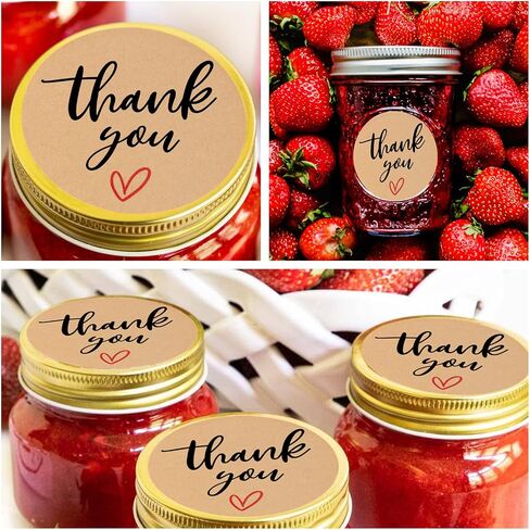 (3 Sizes-1") Kraft Thank You Stickers 1 inch, Thank You Labels Roll, 500 Brown Kraft Paper Thank You Stickers Small Business, Thank You for Your Order Stickers, Kraft Stickers for Handmade in Saudi Arabia