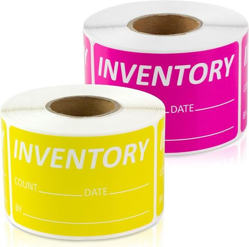 Inventory Labels - 3"x1.5" Bright Yellow Inventory_Count_Date_by Writable Stickers - Inventory Management, Inventory Control Labels, Inventory Count Stickers [300 Labels/Roll, 1 Roll=300 Labels] in Saudi Arabia