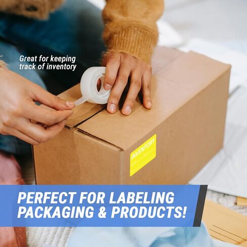 Inventory Labels - 3"x1.5" Bright Yellow Inventory_Count_Date_by Writable Stickers - Inventory Management, Inventory Control Labels, Inventory Count Stickers [300 Labels/Roll, 1 Roll=300 Labels] in Saudi Arabia
