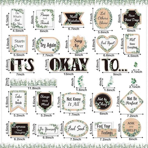 65 Pcs Affirmation Station Bulletin Board Set Motivational Posters for Classroom Classroom Mirror Decors It's Okay to Bulletin Board Boho Eucalyptus Groovy Cutout for Back to School(Groovy Style) in Saudi Arabia