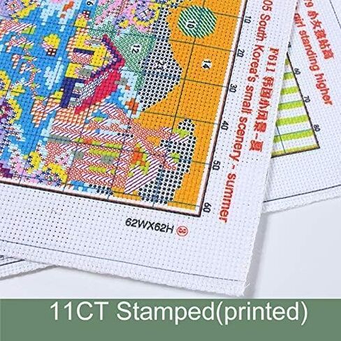 Happy Forever Cross Stitch Kits 11CT Stamped Patterns for Kids and Adults, DIY Preprinted Embroidery kit for Beginner, Exotic Scenery, Size 7''x17'' (F593 The Golden Gate) in Kuwait
