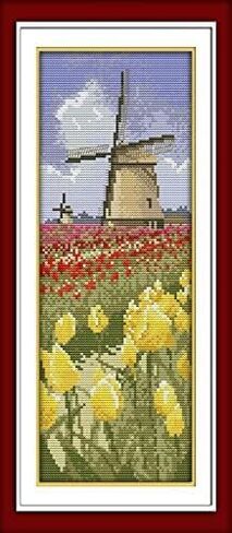 Happy Forever Cross Stitch Kits 11CT Stamped Patterns for Kids and Adults, DIY Preprinted Embroidery kit for Beginner, Exotic Scenery, Size 7''x17'' (F593 The Golden Gate) in Kuwait