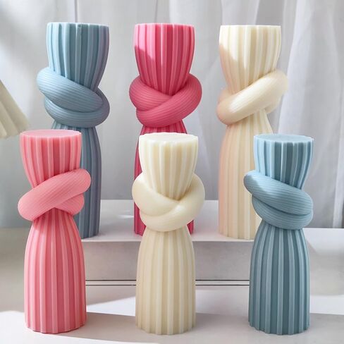 Geometric Columns Rope Knot Mold Silicone Candle Mold for Soap Wax Epoxy Resin DIY Handcraft Knotted Pillars Weeding Party Dinner Home Gypsum Ornaments Decoration (Set) in Saudi Arabia