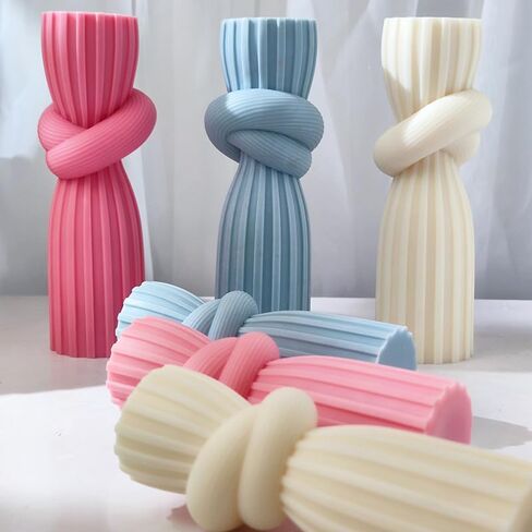 Geometric Columns Rope Knot Mold Silicone Candle Mold for Soap Wax Epoxy Resin DIY Handcraft Knotted Pillars Weeding Party Dinner Home Gypsum Ornaments Decoration (Set) in Saudi Arabia