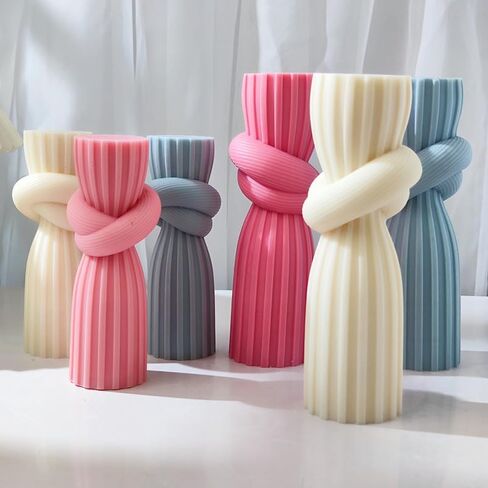 Geometric Columns Rope Knot Mold Silicone Candle Mold for Soap Wax Epoxy Resin DIY Handcraft Knotted Pillars Weeding Party Dinner Home Gypsum Ornaments Decoration (Set) in Saudi Arabia