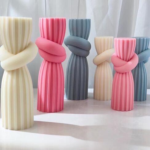Geometric Columns Rope Knot Mold Silicone Candle Mold for Soap Wax Epoxy Resin DIY Handcraft Knotted Pillars Weeding Party Dinner Home Gypsum Ornaments Decoration (Set) in Saudi Arabia