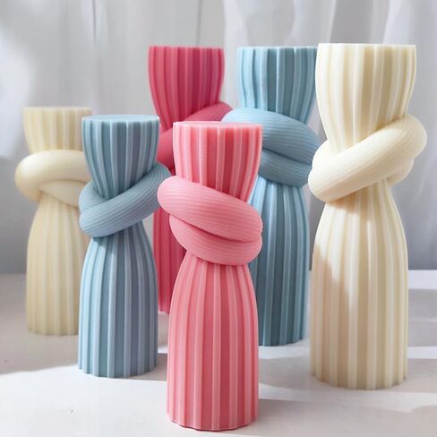 Geometric Columns Rope Knot Mold Silicone Candle Mold for Soap Wax Epoxy Resin DIY Handcraft Knotted Pillars Weeding Party Dinner Home Gypsum Ornaments Decoration (Set) in Saudi Arabia