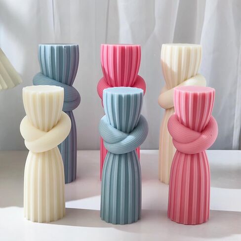Geometric Columns Rope Knot Mold Silicone Candle Mold for Soap Wax Epoxy Resin DIY Handcraft Knotted Pillars Weeding Party Dinner Home Gypsum Ornaments Decoration (Set) in Saudi Arabia