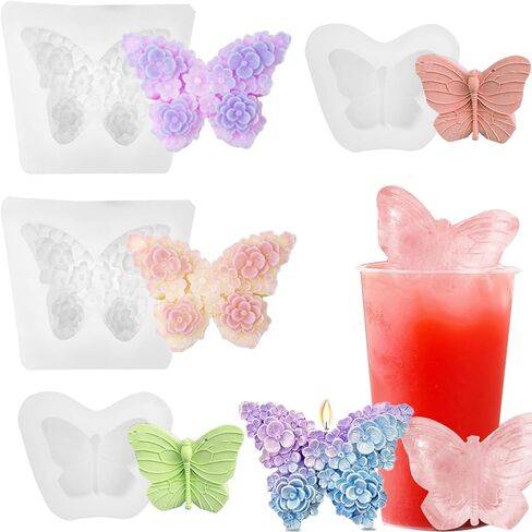 4 قطع من قوالب سيليكون على شكل فراشة زهرة، قوالب راتنجات الإيبوكسي، قوالب شموع للشوكولاتة الفوندان بوليمر كلاي، صناعة الصابون، شموع معطرة، قوالب صابون الجص، تزيين الكعك والخبز in Kuwait
