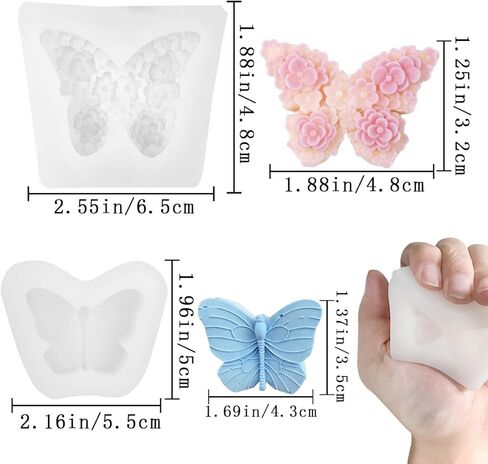 4 قطع من قوالب سيليكون على شكل فراشة زهرة، قوالب راتنجات الإيبوكسي، قوالب شموع للشوكولاتة الفوندان بوليمر كلاي، صناعة الصابون، شموع معطرة، قوالب صابون الجص، تزيين الكعك والخبز in Kuwait